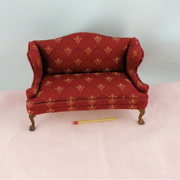 Lodi red stripe sofa miniature furniture doll house furniture