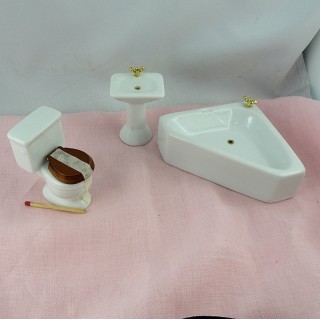 Instalaciones sanitarias cuarto de baño miniatura casa de muñecas.