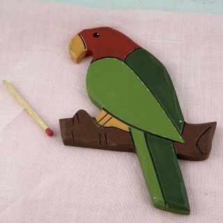 Wooden painted pirate parrot 13 cms