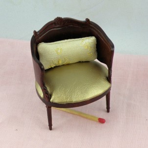 Miniatursitz Holz und Leder Puppenhaus