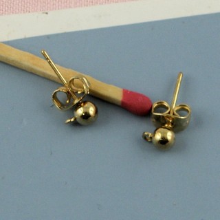 Cierres orejas a tornillo con anillo, 1,5 cm.