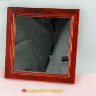 Miroir bois miniature maison poupée 9 cm.