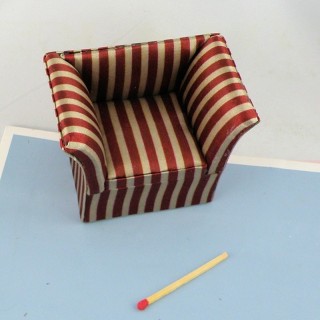 Lodi red stripe wing chair miniature furniture doll house furniture
