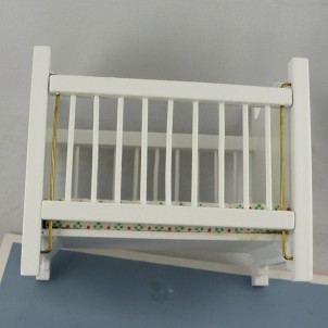 Baby bed miniature dollhouse  9 cms.