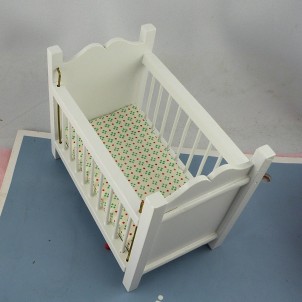 Baby bed miniature dollhouse  9 cms.