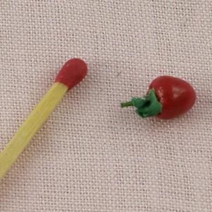 Red tomato miniature for doll, 0,9cm.
