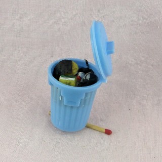 Cubo de basura miniatura con bolsa 5 cm.