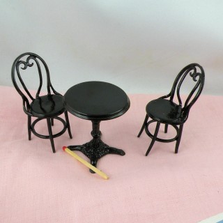 Chairs and table iron bar miniature 1/12 doll's house