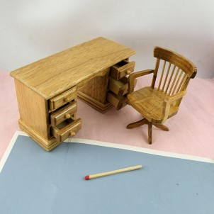 Miniature dollhouse furniture library ensemble