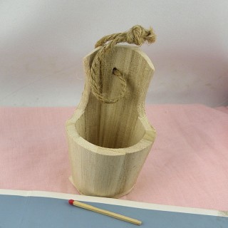 Seau miniature poupée bois brut 9 cm