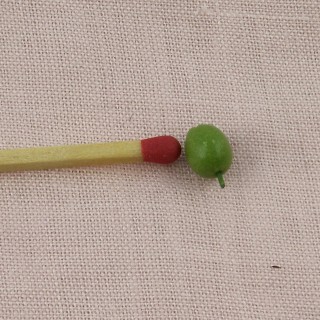 Pomme verte miniature maison poupée 1 cm.