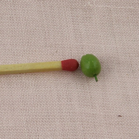 Pomme verte miniature maison poupée 1 cm.
