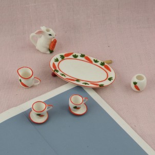 Doll house miniature coffee set white china