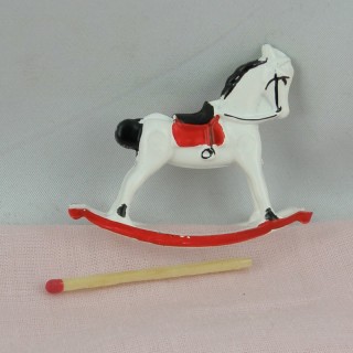 Small wood rocking horse doll house miniature