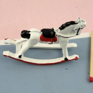 Small wood rocking horse doll house miniature