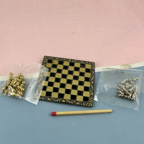 Miniaturschachbrett Mißerfolgsspiel Puppenhaus 5 cm
