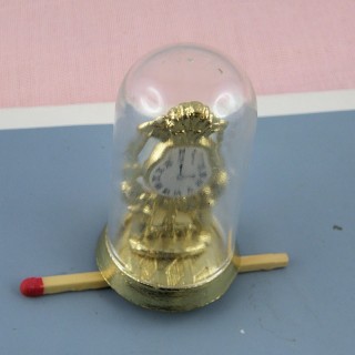 Pendulum under metal sphere gilded miniature house headstock 4 cm.