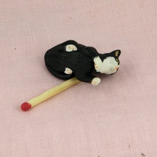 Chat noir miniature 3 cm