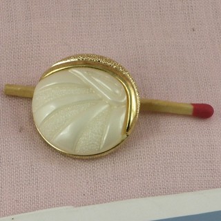 Botón alta costura blanco y oro 25 mm