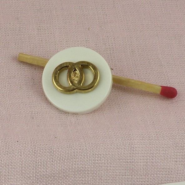 Bouton haute couture blanc & or 2 cm