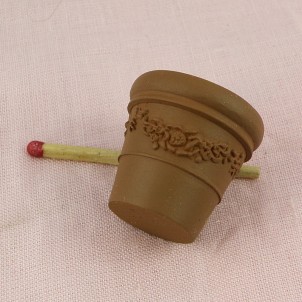 Flowers clay pots miniature for doll house 3 cm