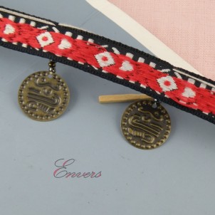 Gallon embroidered 12 mm with medals Indian style