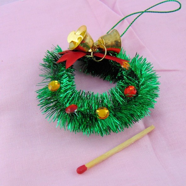 Doll house miniature Sisal Chritmas wreath 6 cm