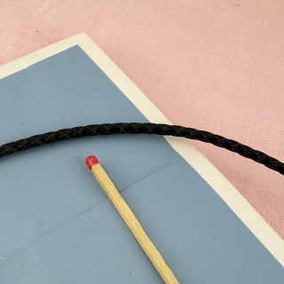 Cord Wire of leather braided 3 mm
