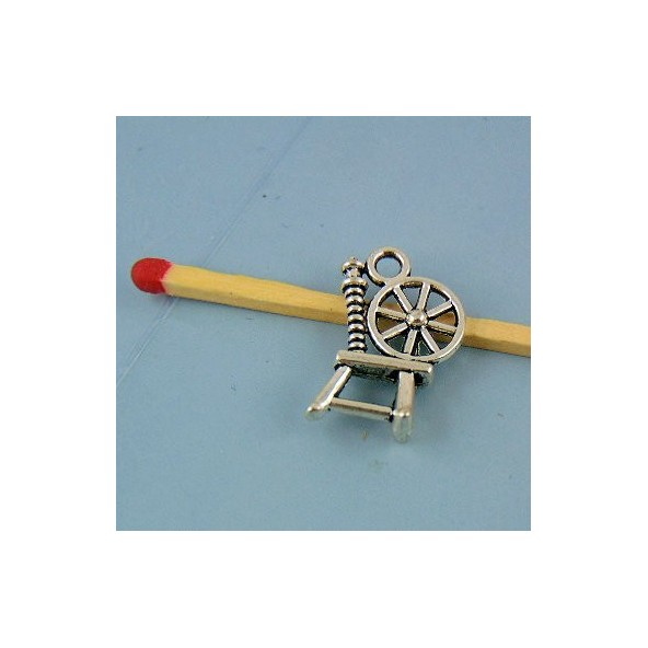 Breloque rouet miniature en métal 1 cm