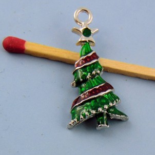 Breloque sapin de Noël émaillée miniature