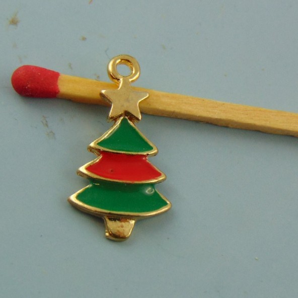 Charm miniature Christmas tree enamelled