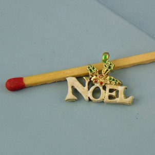 Dije inscripción Noël esmaltada miniatura