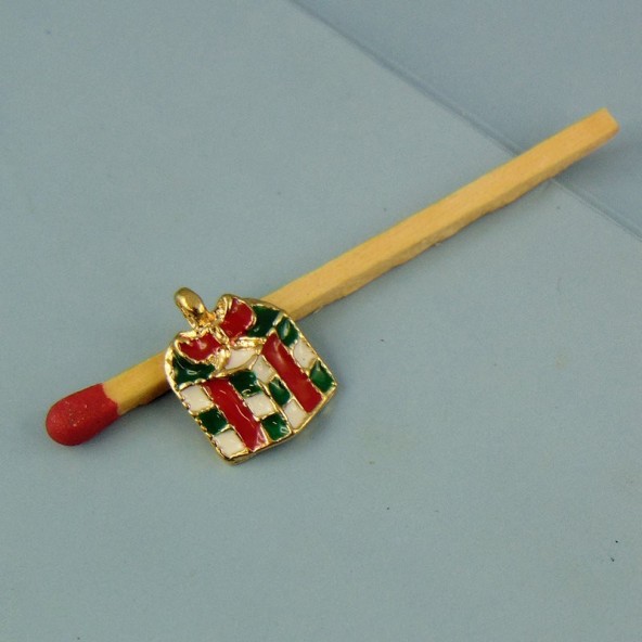 Charm package miniature Christmas present enamelled