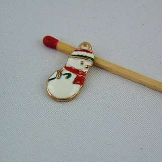 Breloque bonhomme de neige émaillée miniature