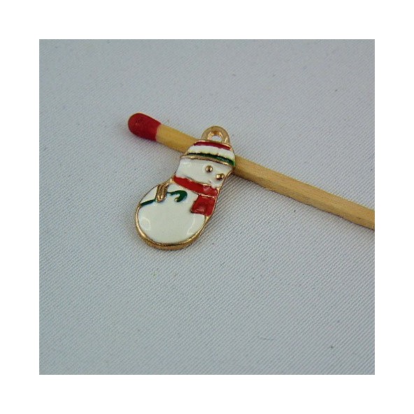 Miniature charm snowman enamelled