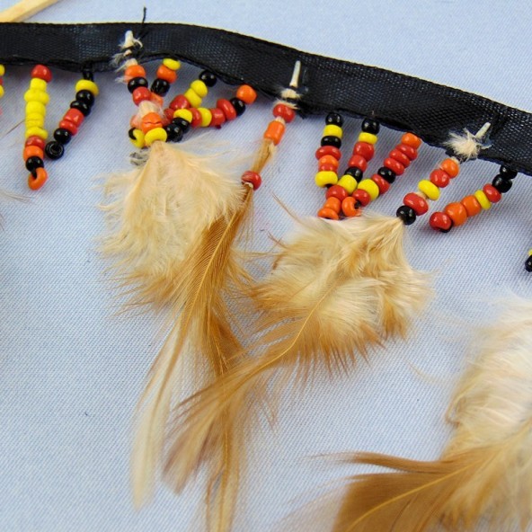 Ribbon feather and beads 8 cm