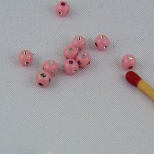 10 Perle Kugel aus Plastik mit Strassen 4 mm.