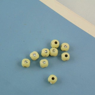 10 Perles boule en plastique avec des strass 4 mm.