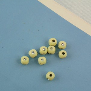 10 Perlas hincha en plástico con estrás 4 mm.