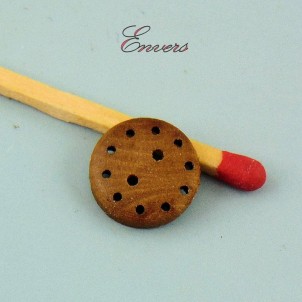 Button wood turn of holes to pass a thread 2 holes 13 mm.
