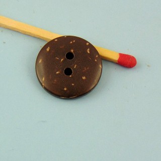 Knopf Holz eingeprägte Kokosnuss ethnische 2 Löcher 15 mm.