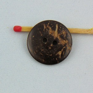 Botón madera coco grabado étnica 2 agujeros 2 cm.