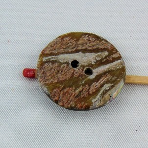 Botón Madre de la perla grabado flor étnica 2 agujeros 24 mm.