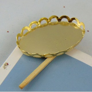 Plateau miniature ovale en métal doré 4 cm