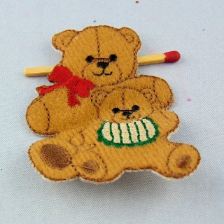 Iron on Embrodery bear overall badge, Teddy bear patches.