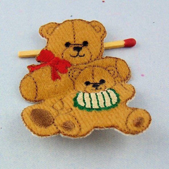 Iron on Embrodery bear overall badge, Teddy bear patches.