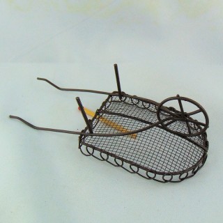 Doll house Miniature tin wheelbarrow rusted