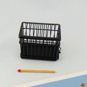 Dog cage with bird doll house miniature,