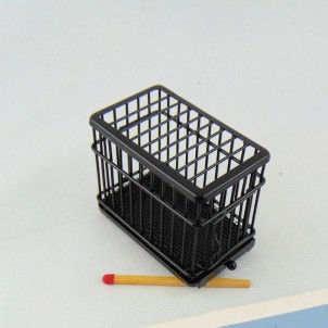 Dog cage with bird doll house miniature,