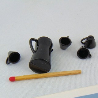 Miniature Small coffee set in enamelled metal